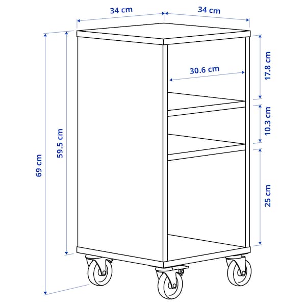 IKEA RÅVAROR shelf unit on casters, oak veneer, 13 3/8x27 1/8 in, Ikea Ireland | 1958YQCRH
