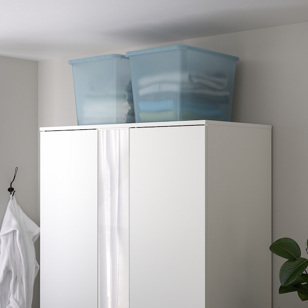 IKEA RYKTA storage box with lid, transparent gray-blue, 14 ¼x19 ¾x13 ¾ in/12 gallon, Ikea Ireland | 8907PUYBX