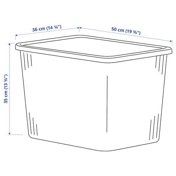 IKEA RYKTA storage box with lid, transparent gray-blue, 14 ¼x19 ¾x13 ¾ in/12 gallon, Ikea Ireland | 8907PUYBX