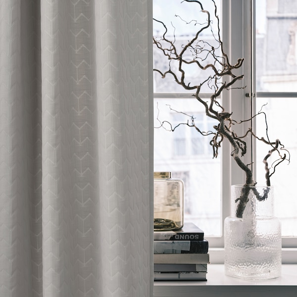 IKEA RYSSBRÄKEN room darkening curtain, 1 piece, light gray, 55x98 in, Ikea Ireland | 3140LYAFB