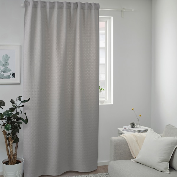 IKEA RYSSBRÄKEN room darkening curtain, 1 piece, light gray, 55x98 in, Ikea Ireland | 3140LYAFB