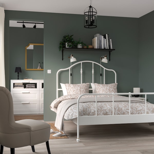 IKEA SAGSTUA bed frame, Full White / Lönset, Ikea Ireland | 8765GTSDQ