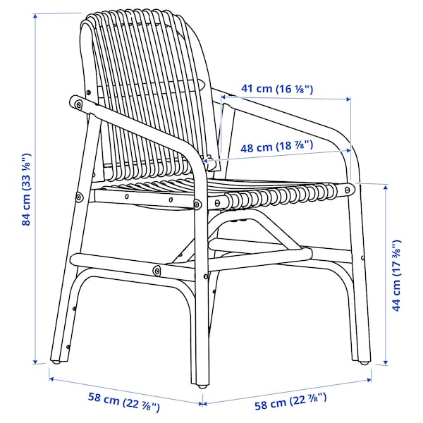 IKEA SALNÖ / GRYTTOM chair with cushion Armrests Rattan / Gransel Natural, Ikea Ireland | 1078UWLKA