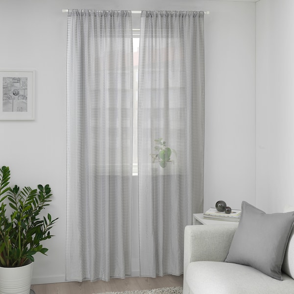 IKEA SANDDÅDRA sheer curtains, 1 pair, 57x98 in Gray, Ikea Ireland | 6439VLRXA
