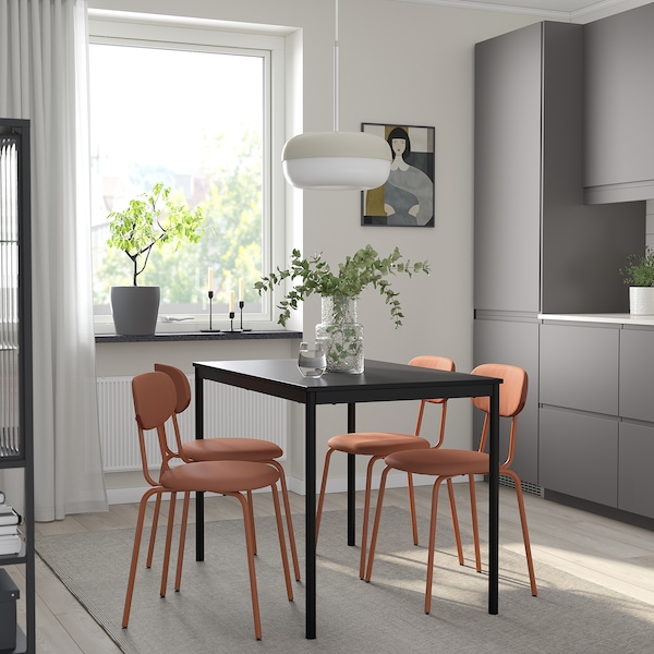 IKEA SANDSBERG / ÖSTANÖ table and 4 chairs, 43 1/4 in Black Black / Remmarn Red / Brown, Ikea Ireland | 5187BNQDF