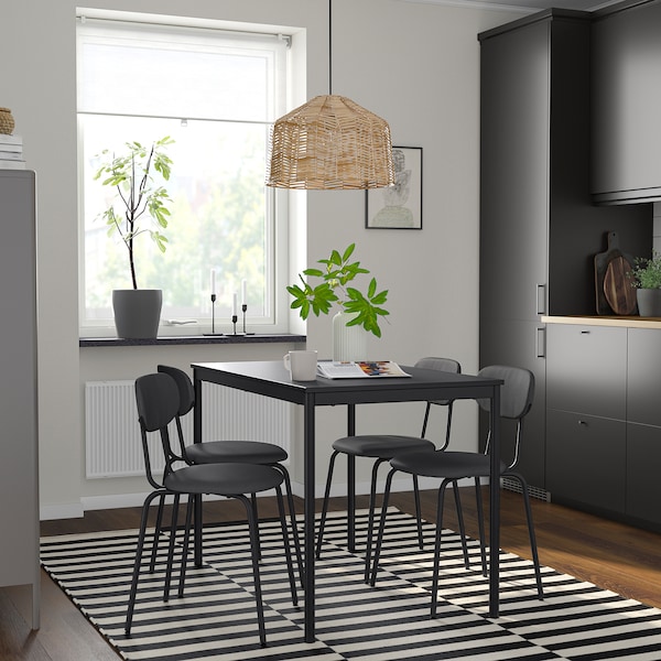 IKEA SANDSBERG / ÖSTANÖ table and 4 chairs, 43 1/4 in Black Black / Remmarn Dark Gray, Ikea Ireland | 7854DQSMW