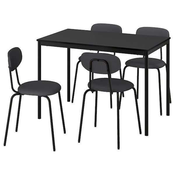 IKEA SANDSBERG / ÖSTANÖ table and 4 chairs, 43 1/4 in Black Black / Remmarn Dark Gray, Ikea Ireland | 7854DQSMW