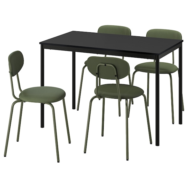 IKEA SANDSBERG / ÖSTANÖ table and 4 chairs, 43 1/4 in Black Black / Remmarn Deep Green, Ikea Ireland | 2580GKNAE