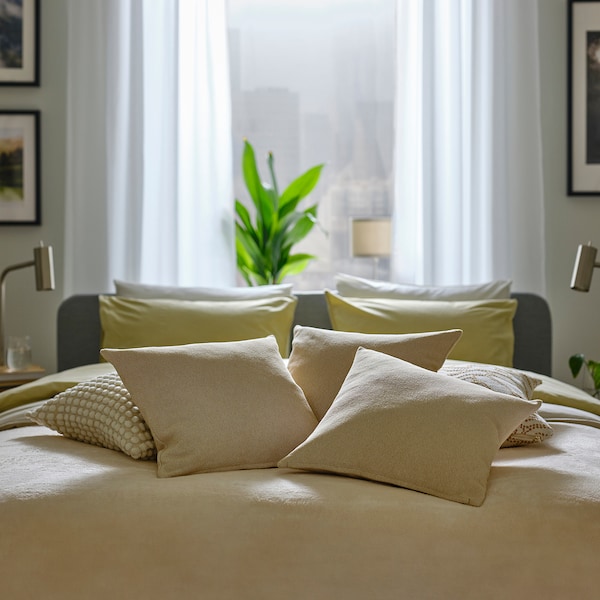 IKEA SANDTRAV cushion, 18x18 in Yellow / Beige / White, Ikea Ireland | 3185ZOGDJ