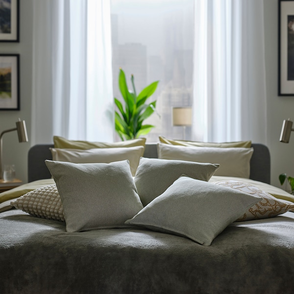 IKEA SANDTRAV cushion, gray-green/white, 18x18 in Gray / Green / White, Ikea Ireland | 8690DINFP