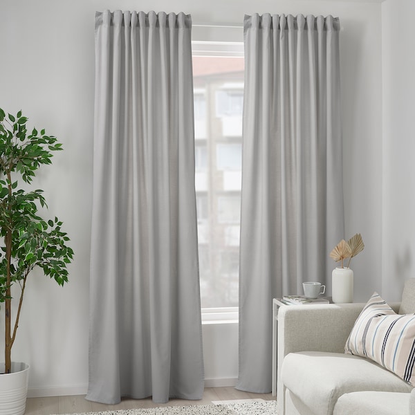 IKEA SANELA room darkening curtains, 1 pair, 55x98 in Light Gray, Ikea Ireland | 7056SZNRY