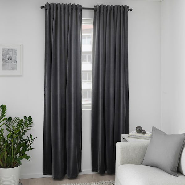 IKEA SANELA room darkening curtains, 1 pair, 55x98 in Dark Gray, Ikea Ireland | 5021SRQIK