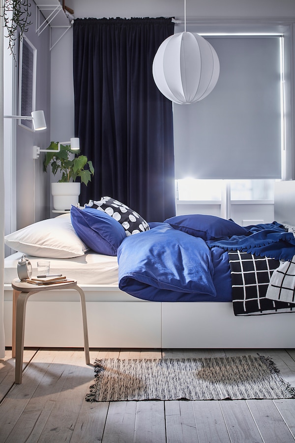 IKEA SANELA room darkening curtains, 1 pair, 55x84 in Dark Blue, Ikea Ireland | 0519OLHGU