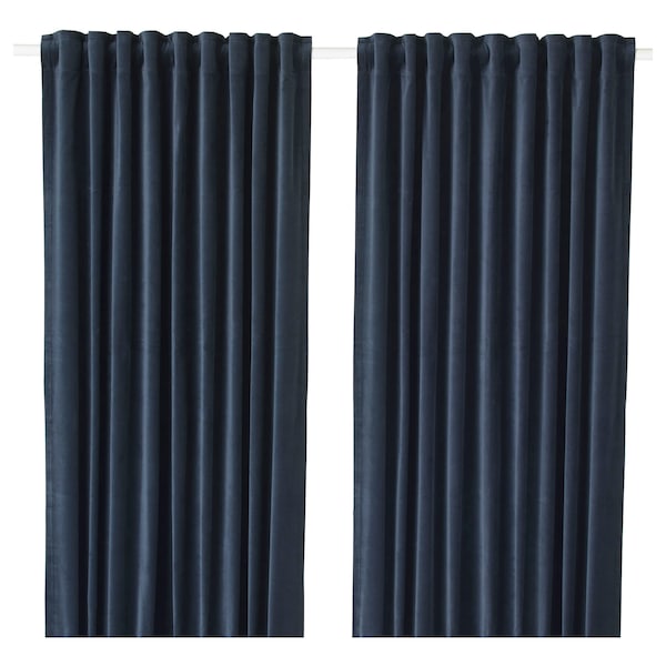 IKEA SANELA room darkening curtains, 1 pair, 55x84 in Dark Blue, Ikea Ireland | 0519OLHGU