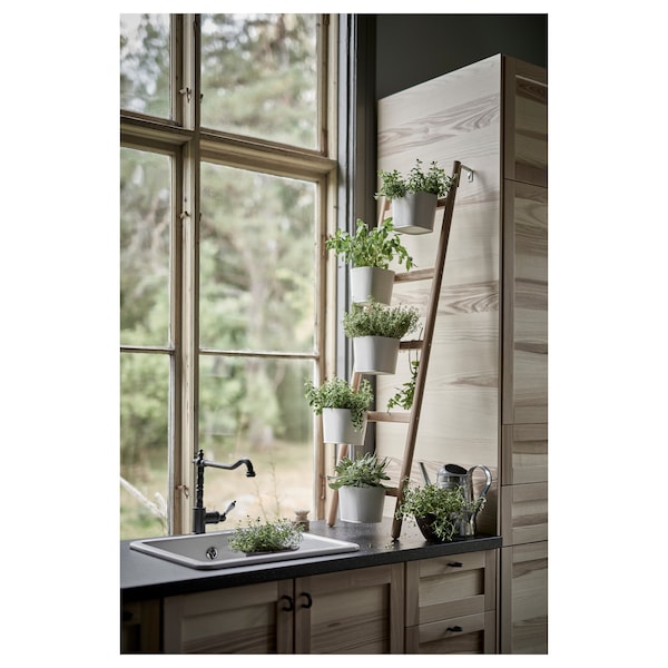 IKEA SATSUMAS Plant stand with 5 plant pots, bamboo, white, Ikea Ireland | 4580QAGMF