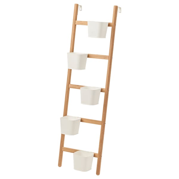 IKEA SATSUMAS Plant stand with 5 plant pots, bamboo, white, Ikea Ireland | 4580QAGMF