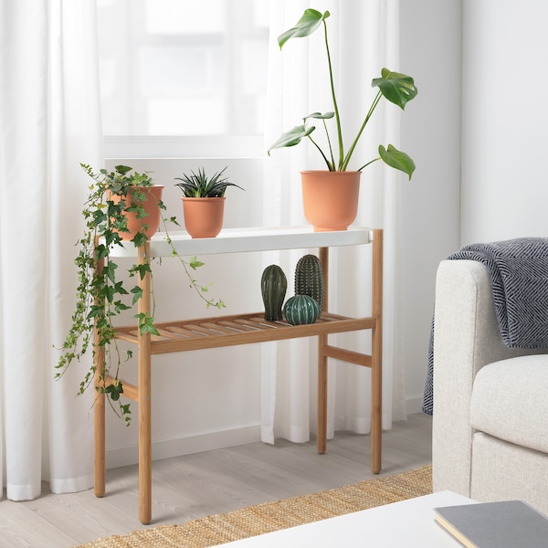IKEA SATSUMAS plant stand, bamboo/white, 27 ½ in, Ikea Ireland | 3496DSWTV