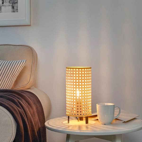 IKEA SAXHYTTAN table lamp with LED bulb, beige/black, 10 in, Ikea Ireland | 6273HNFXC