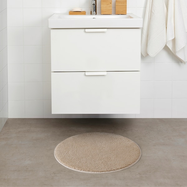 IKEA SÖDERSJÖN bath mat, 22 in Light Beige / Round, Ikea Ireland | 2634VGXQN