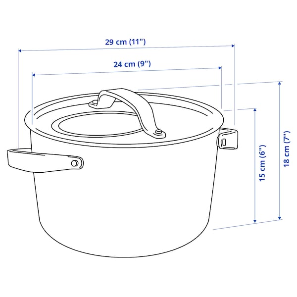 IKEA SENSUELL pot with lid, stainless steel/gray, 5.8 qt, Ikea Ireland | 9617HIXZK