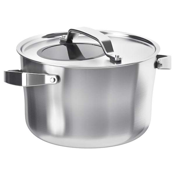 IKEA SENSUELL pot with lid, stainless steel/gray, 5.8 qt, Ikea Ireland | 9617HIXZK
