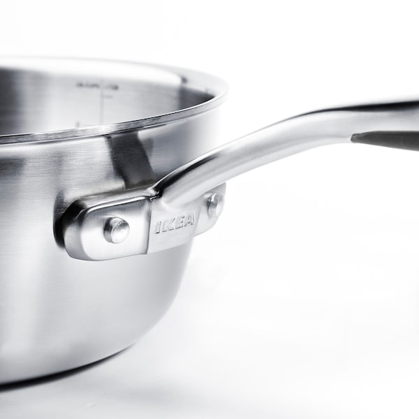 IKEA SENSUELL saucepan with lid, stainless steel/gray, 2.5 qt, Ikea Ireland | 7624MTHJA