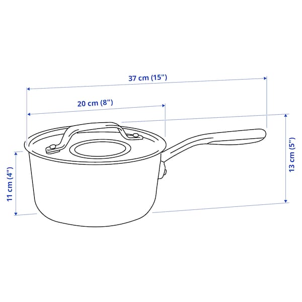 IKEA SENSUELL saucepan with lid, stainless steel/gray, 2.5 qt, Ikea Ireland | 7624MTHJA