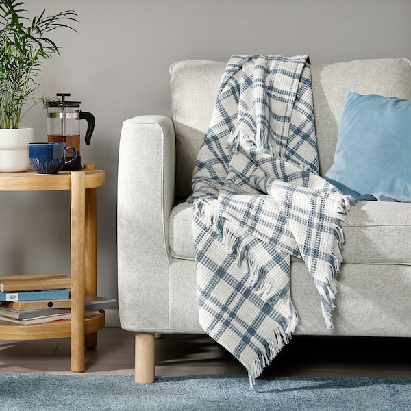 IKEA SIKELVINGE throw, 51x67 in White Blue / Check, Ikea Ireland | 2461KLWMQ