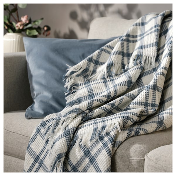 IKEA SIKELVINGE throw, 51x67 in White Blue / Check, Ikea Ireland | 2461KLWMQ