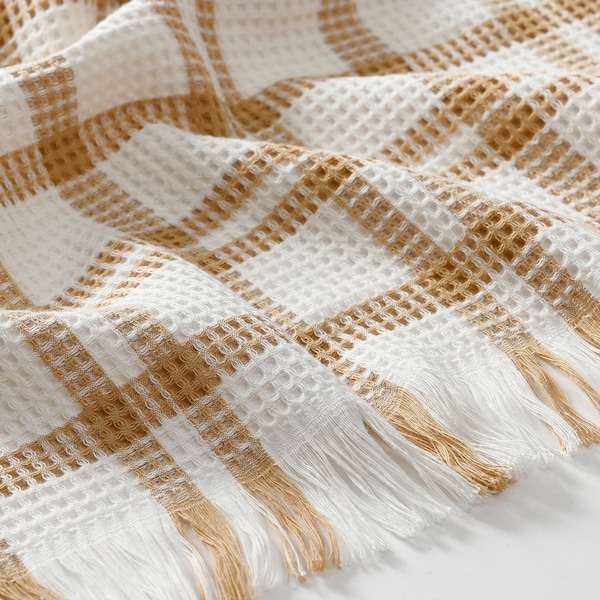 IKEA SIKELVINGE throw, 51x67 in White Dark Beige / Check, Ikea Ireland | 2407LOFRY