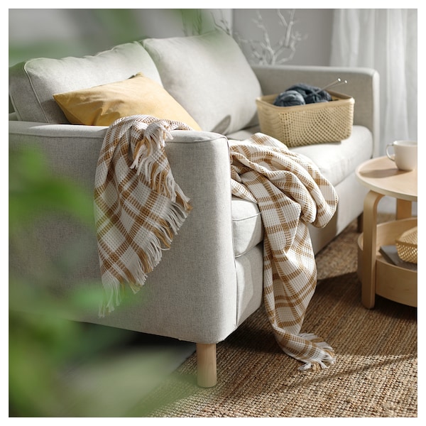 IKEA SIKELVINGE throw, 51x67 in White Dark Beige / Check, Ikea Ireland | 2407LOFRY