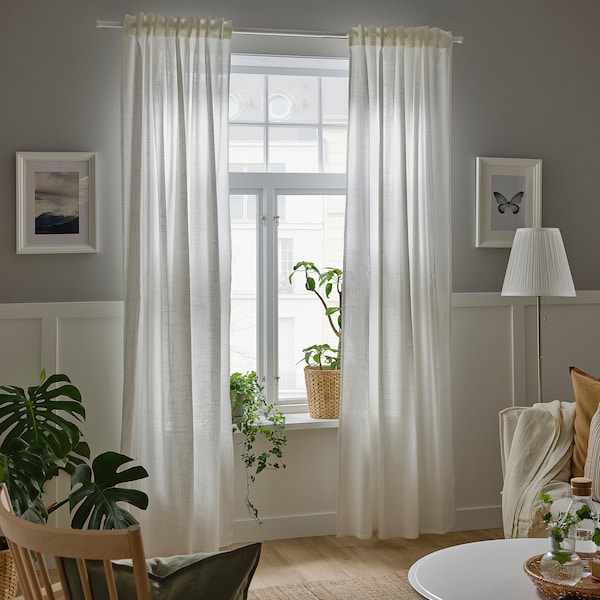 IKEA SILVERLÖNN sheer curtains, 1 pair, 57x98 in White, Ikea Ireland | 7085COJVM