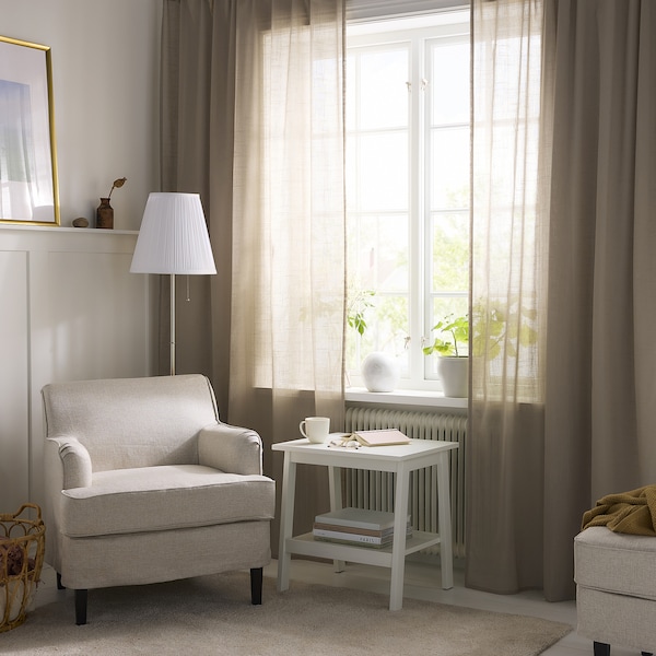 IKEA SILVERLÖNN sheer curtains, 1 pair, 57x98 in Beige, Ikea Ireland | 1275OLQVS