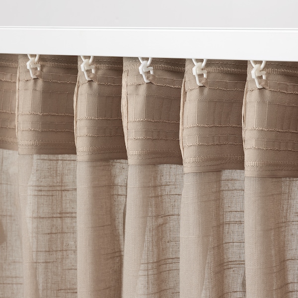 IKEA SILVERLÖNN sheer curtains, 1 pair, 57x98 in Beige, Ikea Ireland | 1275OLQVS