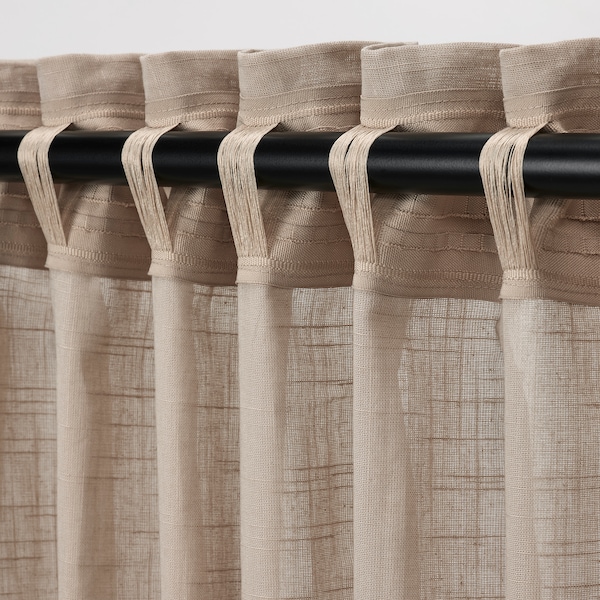 IKEA SILVERLÖNN sheer curtains, 1 pair, 57x98 in Beige, Ikea Ireland | 1275OLQVS