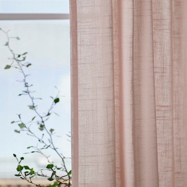 IKEA SILVERLÖNN sheer curtains, 1 pair, 57x98 in Pink, Ikea Ireland | 6195DMNKJ