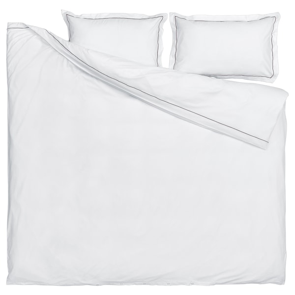 IKEA SILVERTISTEL duvet cover and pillowcase(s), King White / Dark Gray, Ikea Ireland | 8731IRPHA