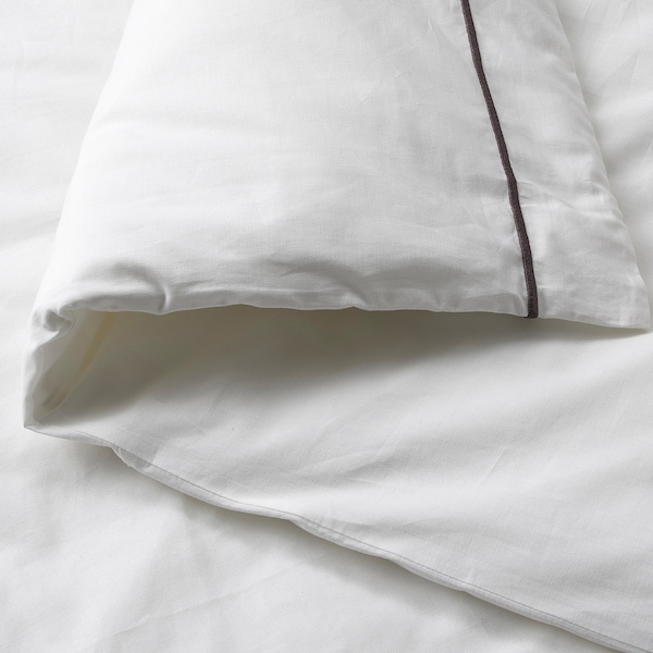 IKEA SILVERTISTEL duvet cover and pillowcase(s), King White / Dark Gray, Ikea Ireland | 8731IRPHA