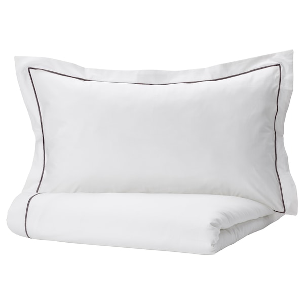 IKEA SILVERTISTEL duvet cover and pillowcase(s), King White / Dark Gray, Ikea Ireland | 8731IRPHA