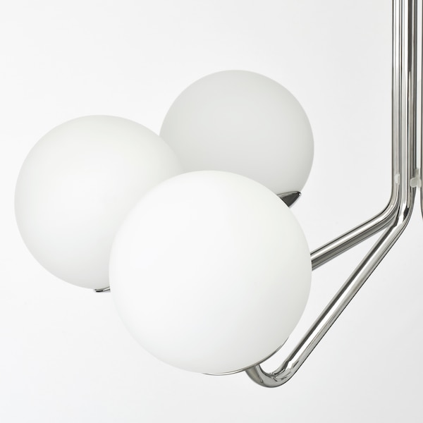 IKEA SIMRISHAMN Chandelier, 7-armed, chrome plated, opal glass, Ikea Ireland | 8641MCUTK