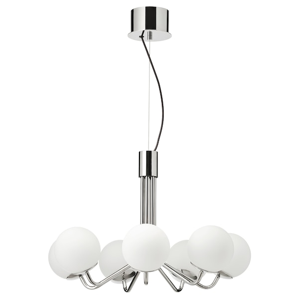 IKEA SIMRISHAMN Chandelier, 7-armed, chrome plated, opal glass, Ikea Ireland | 8641MCUTK