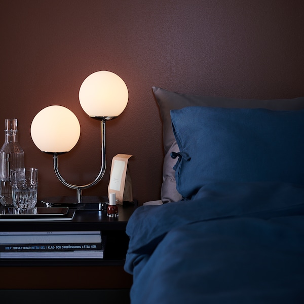 IKEA SIMRISHAMN table lamp with LED bulb, chrome plated/opal glass, 17 in, Ikea Ireland | 9084XAJQM