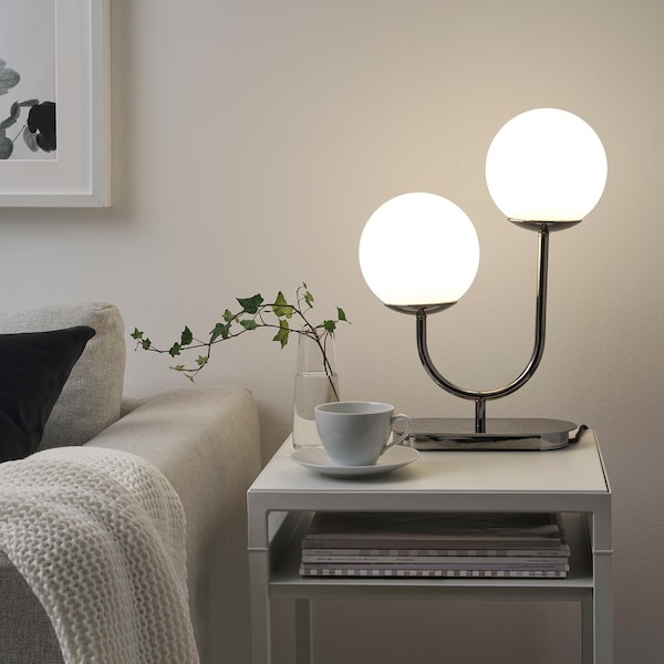 IKEA SIMRISHAMN table lamp with LED bulb, chrome plated/opal glass, 17 in, Ikea Ireland | 9084XAJQM