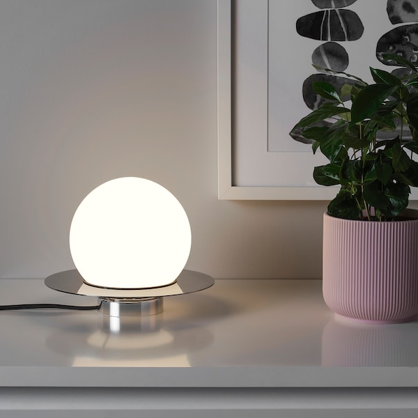 IKEA SIMRISHAMN table/wall lamp with light bulb, chrome plated/opal glass, 6 in, Ikea Ireland | 4906HCOBT