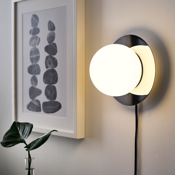 IKEA SIMRISHAMN table/wall lamp with light bulb, chrome plated/opal glass, 6 in, Ikea Ireland | 4906HCOBT