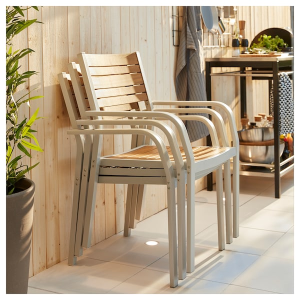 IKEA SJÄLLAND armchair, outdoor, light gray/light brown, Ikea Ireland | 5926RJGTD