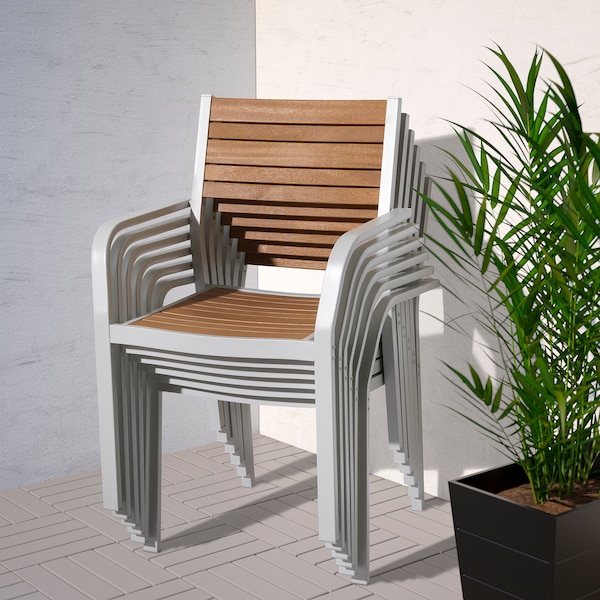 IKEA SJÄLLAND armchair, outdoor, light gray/light brown, Ikea Ireland | 5926RJGTD