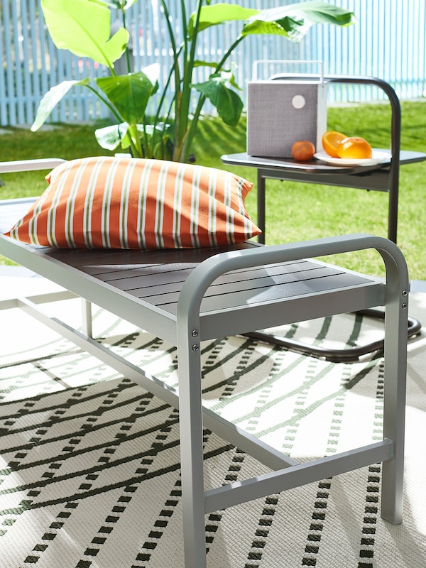 IKEA SJÄLLAND bench, outdoor, light gray/dark gray, 53 1/2 in, Ikea Ireland | 7829YPCLK