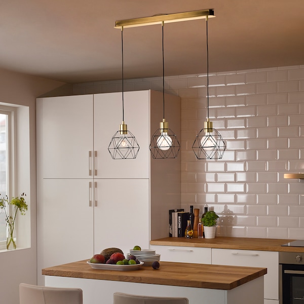 IKEA SKAFTET triple cord set with ceiling mount Rectangle Brass, Ikea Ireland | 8094XISTR