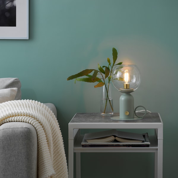 IKEA ÅSKMULLER table lamp with LED bulb, 9 in Gray / Green, Ikea Ireland | 4735EBXHR